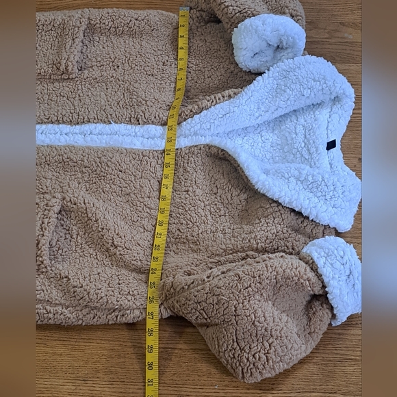 EUC SHEIN Plus Two Tone  Open Front Shawl Collar Camel Teddy with Pockets  0XL - Picture 7 of 11